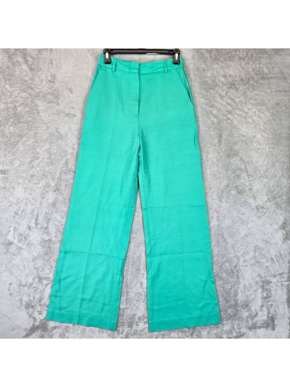 Sezane Dress Pants Womens 34 US 2 Green Viscose Twill Wide Leg High Rise - Picture 1 of 12